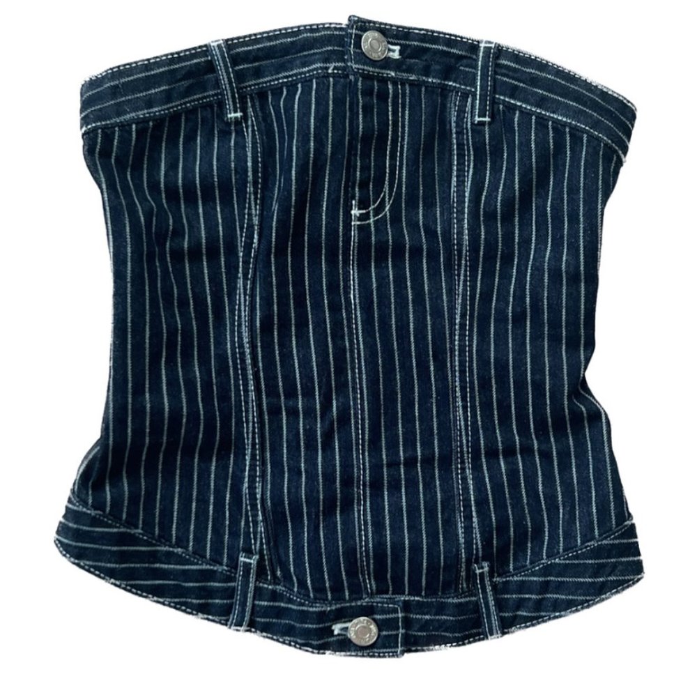 ZARA PINSTRIP DENIM CORSET TOP